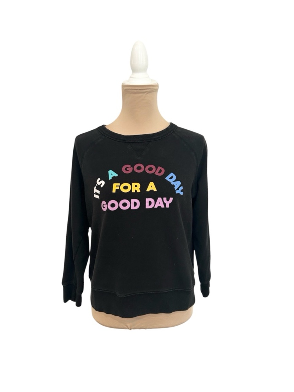 Women's Black Graphic Crewneck Sweatshirt - It's A Good Day for a Good Day
